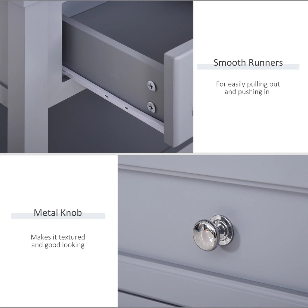 Accent End Table with Gray Tabletop, Storage Drawer, and Bottom Shelf O399