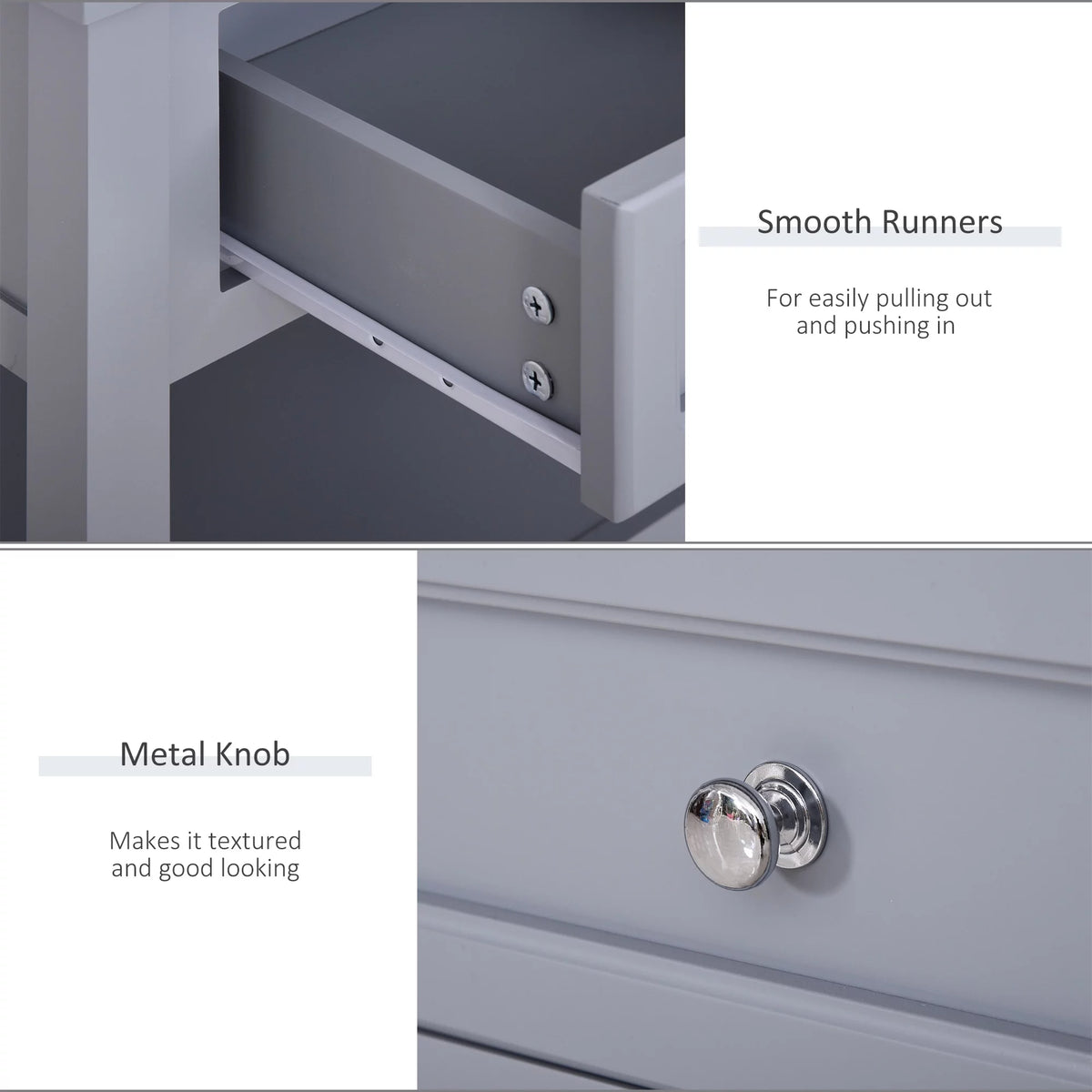 Accent End Table with Gray Tabletop, Storage Drawer, and Bottom Shelf O399
