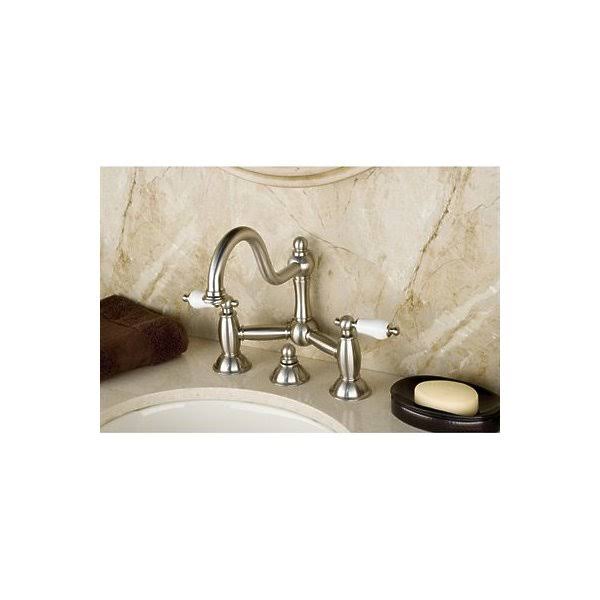 Polished Brass Lavatory Bridge Faucet with Brass Pop-Up V60261