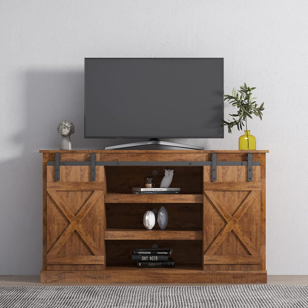 Wood TV Stand with Storage Cabinet for 50 55 65 inch U745