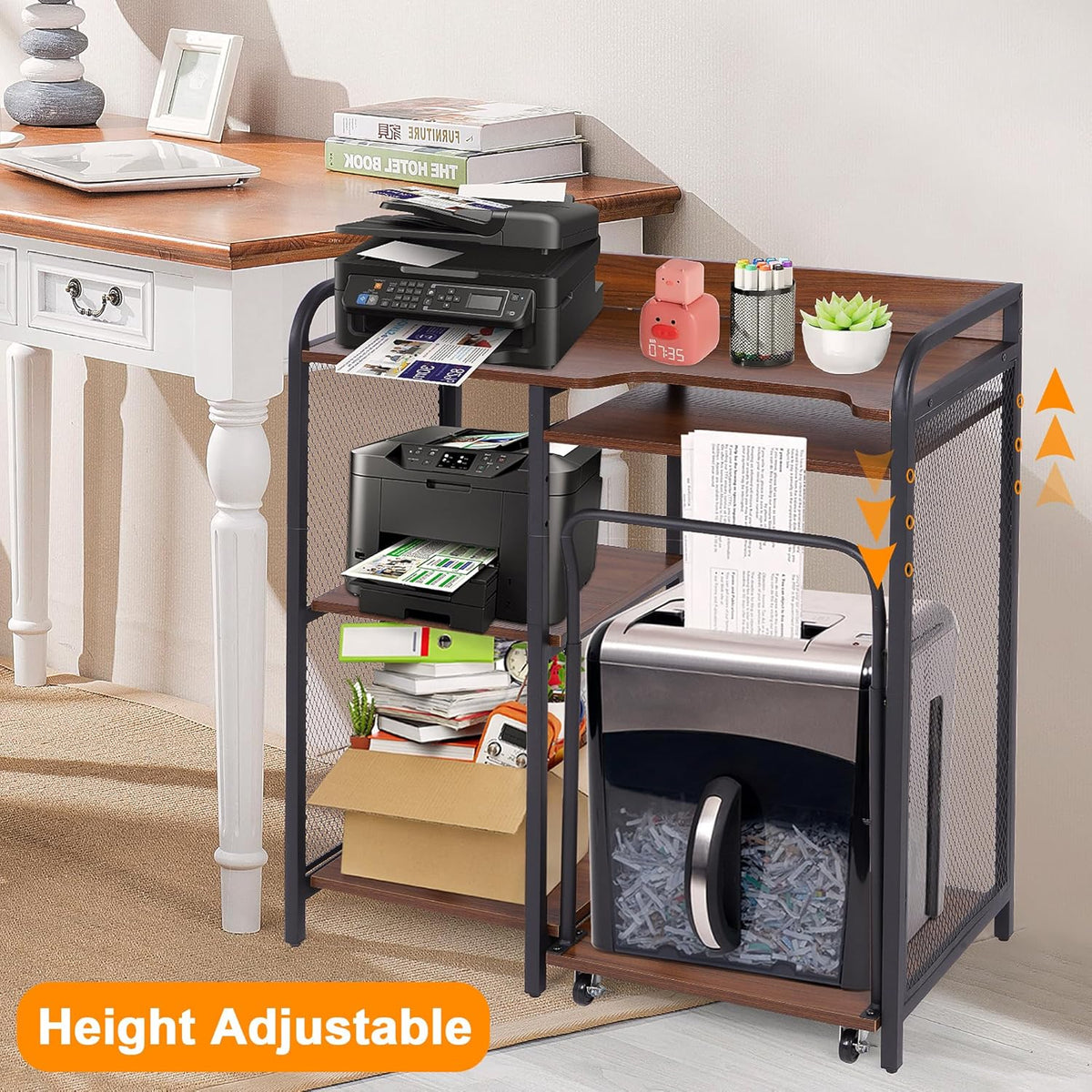 Printer Stand with Storage, 3 Tier Printer Table with Adjustable Storage Rack R1680