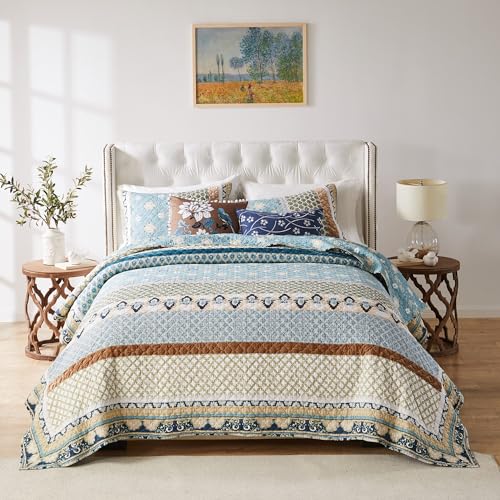 3-Piece Full/Queen Blue Quilted Bedding Set B161