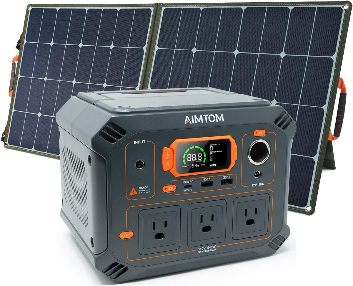 440W Solar Generator and 100W Foldable Solar Panel Combo F566