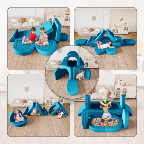 12PCS Modular Toddler Couch with Triangular Cushions and Arches (Gray) M9436