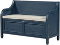 Rustic Entry Bench with Hidden Compartments and Removable Cushion (Antique Navy) M22017