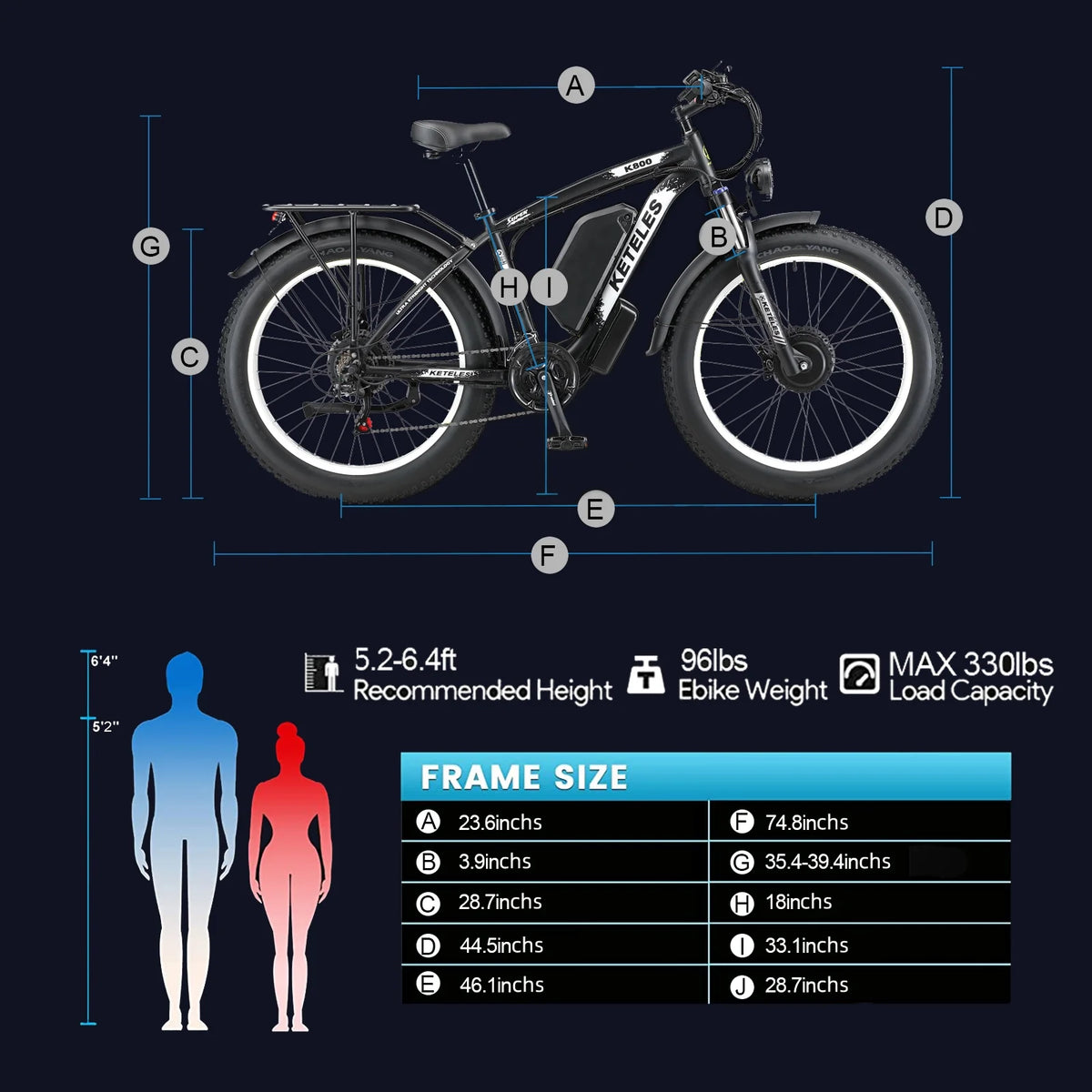 2000W 26" Fat Tire Dual Motor Electric Bike P52773