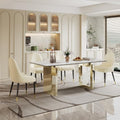 63 inch Clear Rectangular Glass Dining Table with Gold Metal Legs S7756