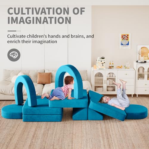 12PCS Modular Toddler Couch with Triangular Cushions and Arches (Gray) M9436