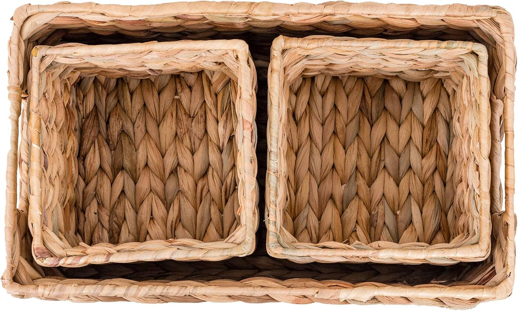 Woven Natural Water Hyacinth Organizational Basket Set of 3 D7229