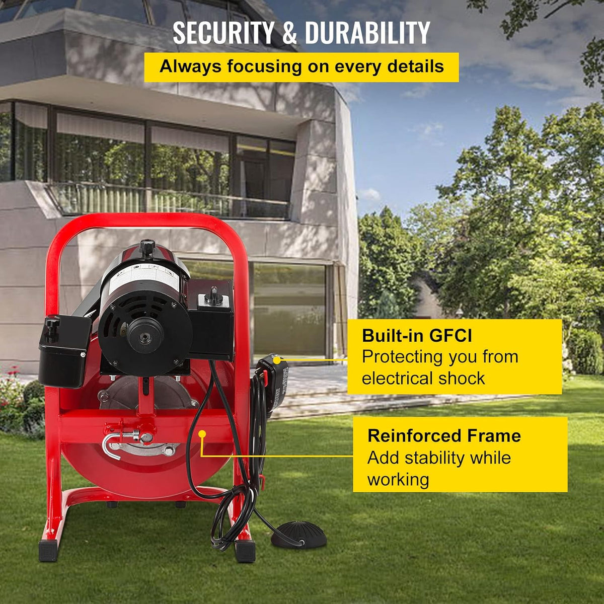 50 Ft x 3/8 Inch Portable Drain Cleaner with 8 Auger Bits Y821090