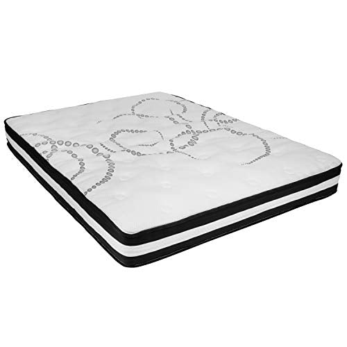 Queen Size Beige Fabric Upholstered Platform Bed with Pocket Spring Mattress I749470