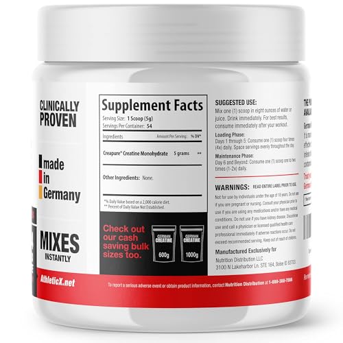 Micronized Creatine Monohydrate Powder, 99.99% Purity, 270g (54 Servings) P42207