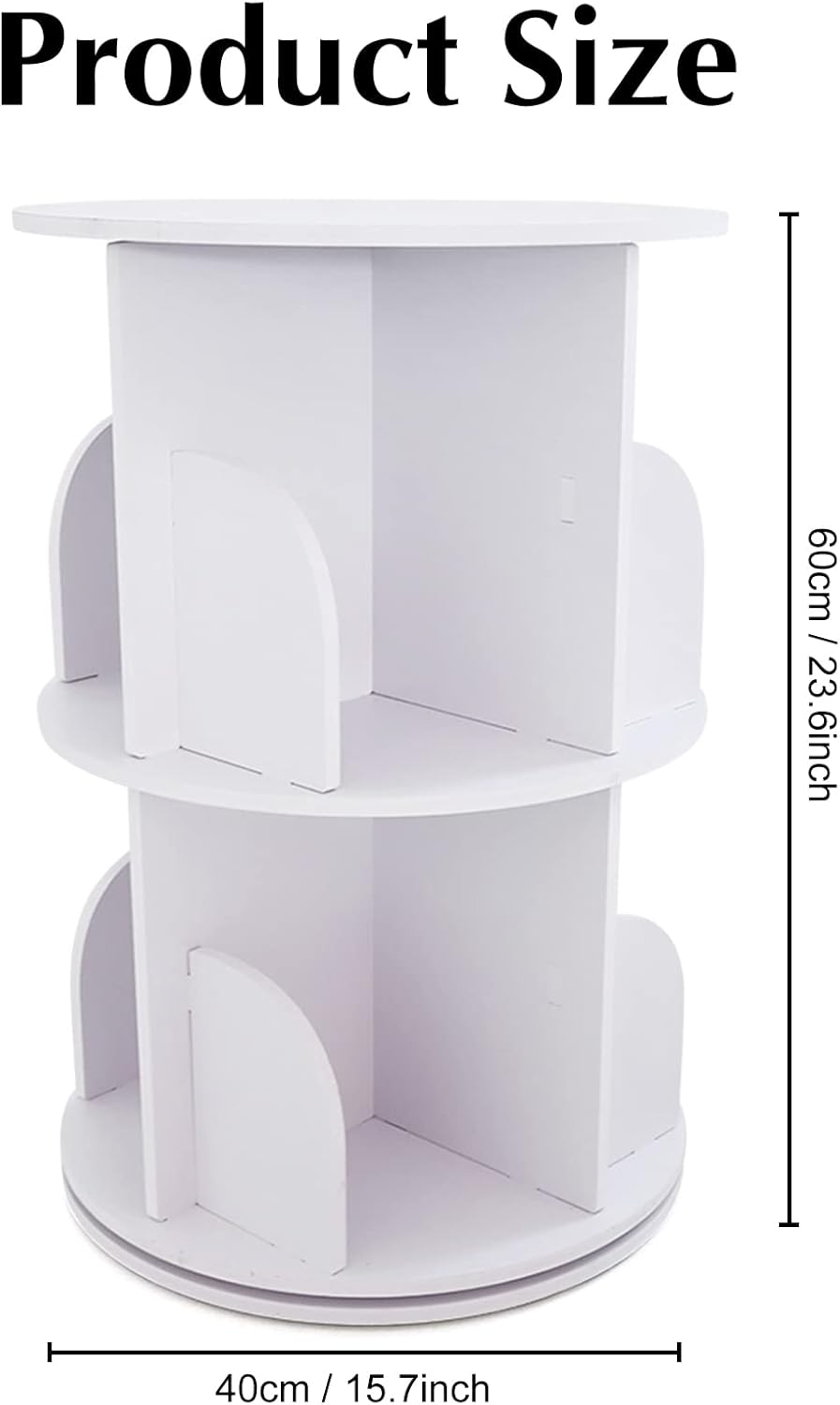 White 2 Tiers Rotating Bookshelf N742