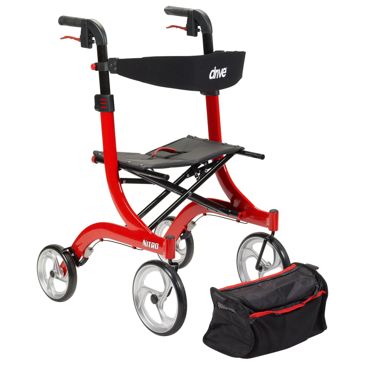 Red Rollator Rolling Walker U1252