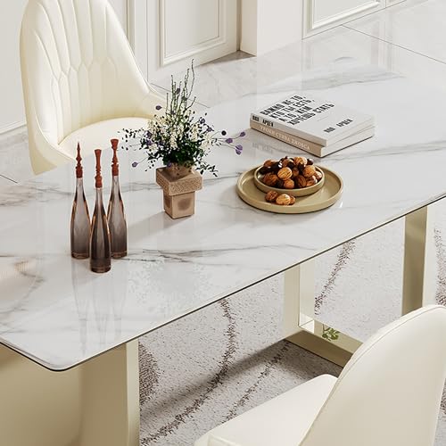 63 inch Clear Rectangular Glass Dining Table with Gold Metal Legs S7756