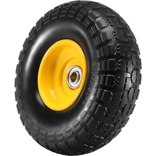 10-Inch Solid Rubber Flat Free Tubeless Tires and Wheels, 2-Pack V80785