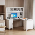White Corner Desk with Drawers and Shelves I640929