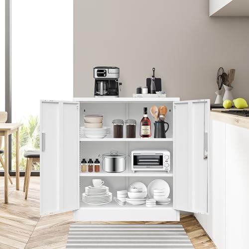 Black 36.2" H Metal Storage Cabinet with Shelves and Doors R434