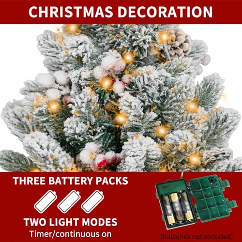 Flocked Artificial Mini Christmas Tree with Lights and Ornaments F534