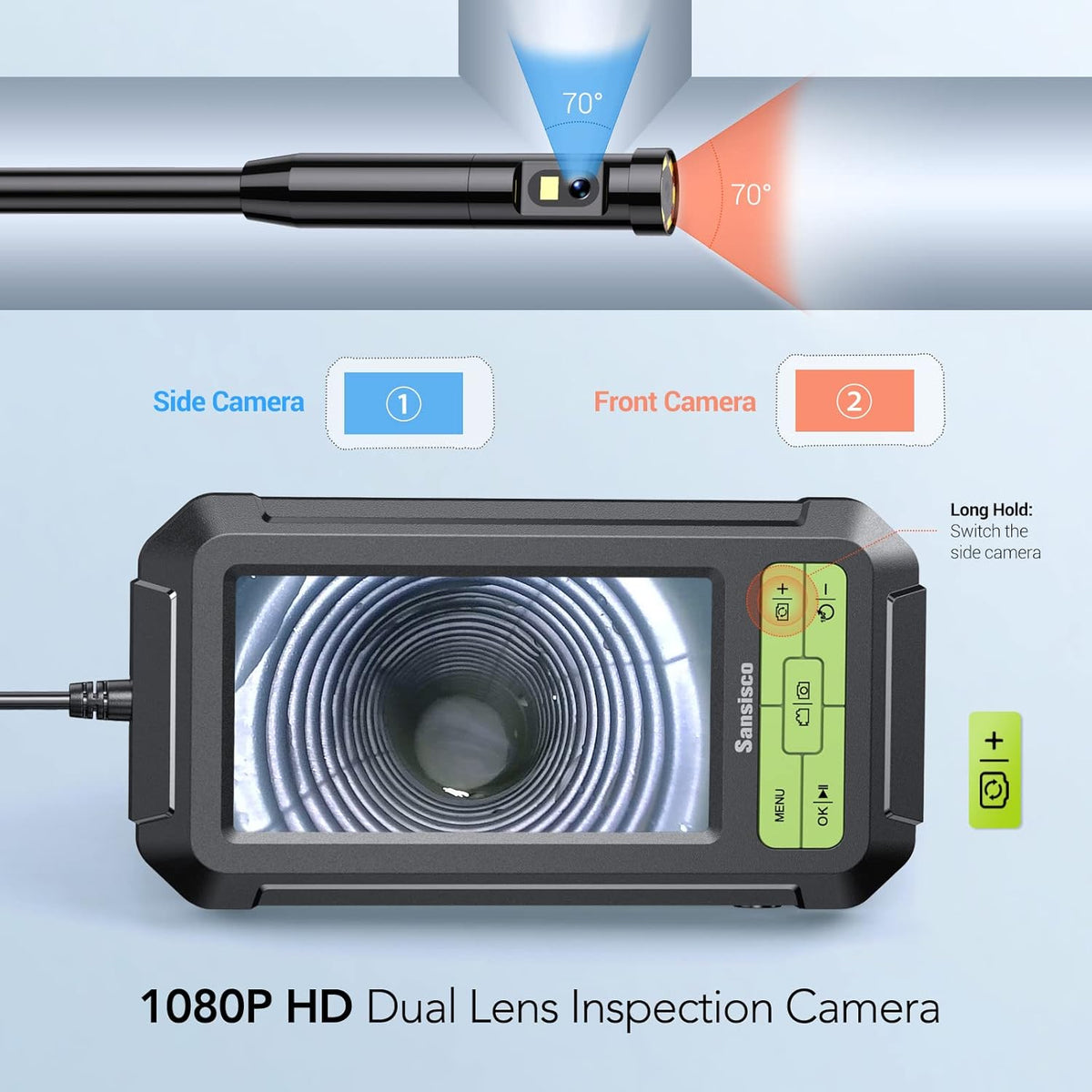 1080P HD Dual Lens Borescope with 4.3 LCD Screen O9634