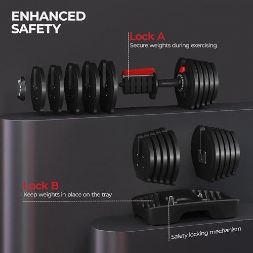 Adjustable Dumbbell Set 90LBS with Anti-Slip Handle O5696