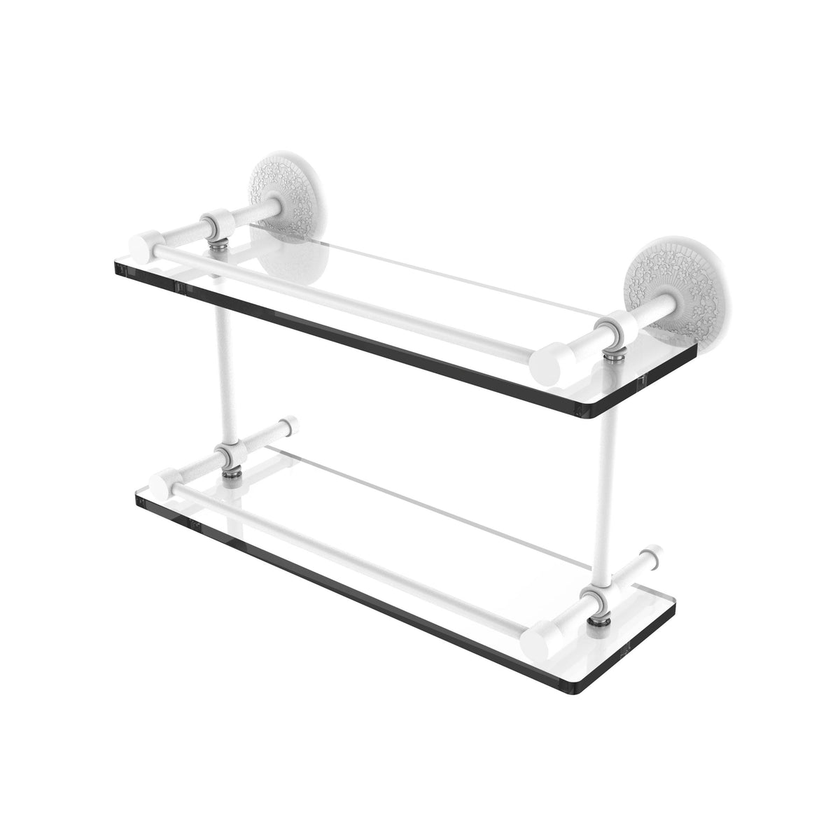Venetian Bronze 16 inch Double Glass Shelf with Gallery Rail L853