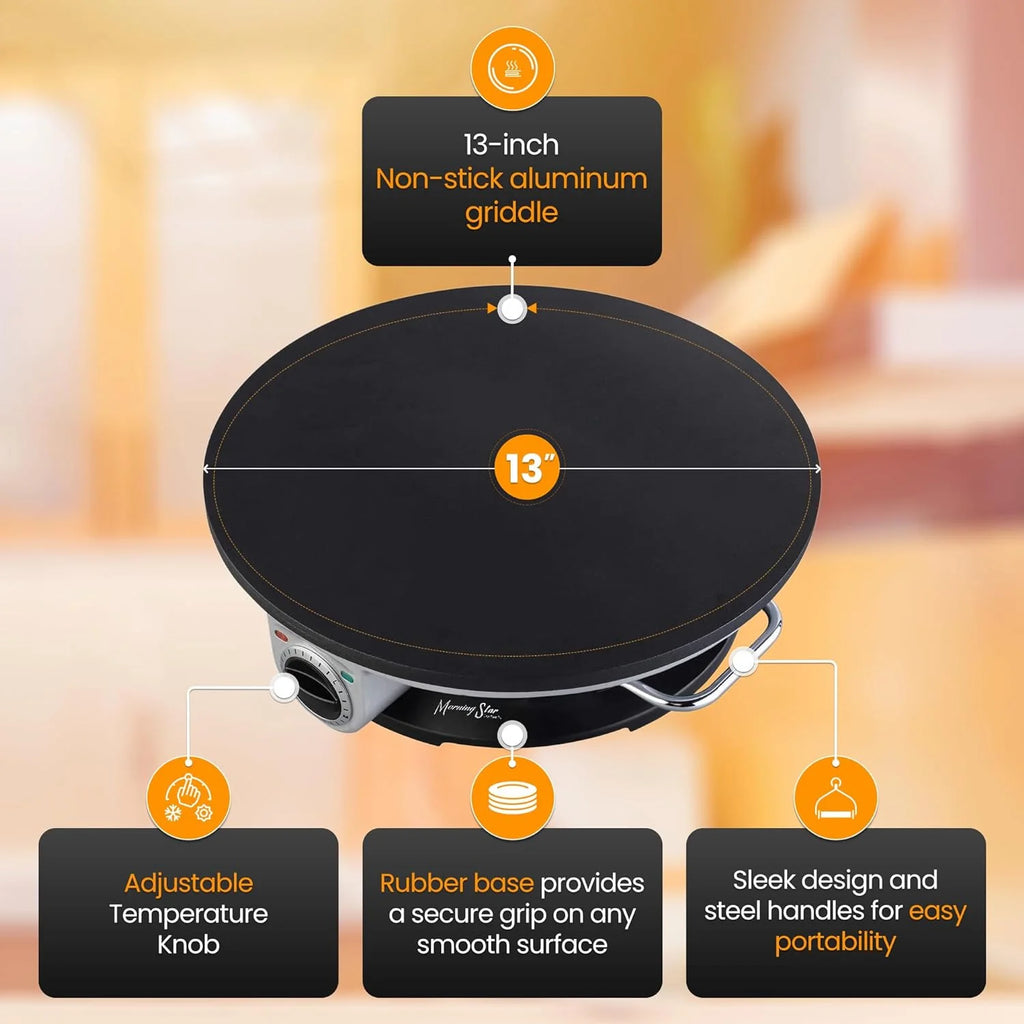 Non Stick Electric Crepe Maker with Temperature Knob V31513