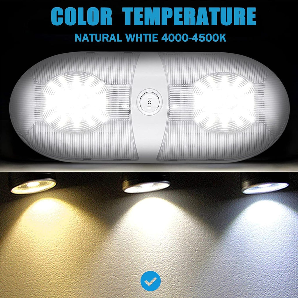 650 Lumens 12V LED Ceiling Dome Light with ON/Off Switch, Natural White 4000-4500K, Pack of 5 M194985