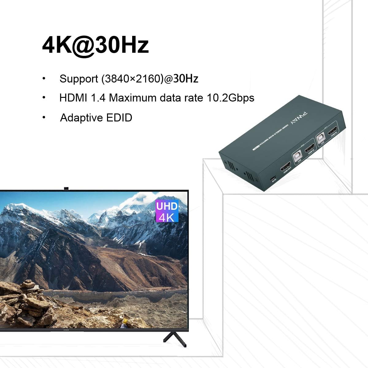 HDMI 2 Port 4K KVM Switch with USB Cables W7214