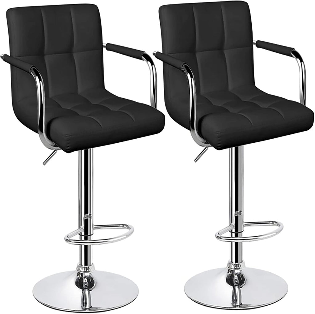 White Adjustable Swivel Bar Stools Set of 2 V345