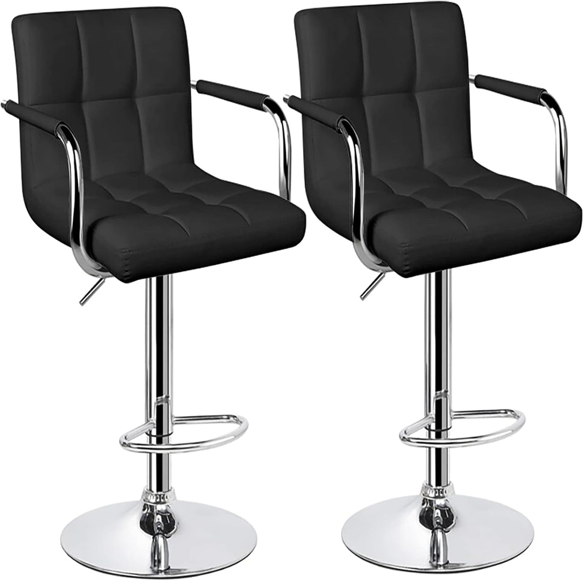 White Adjustable Swivel Bar Stools Set of 2 V345