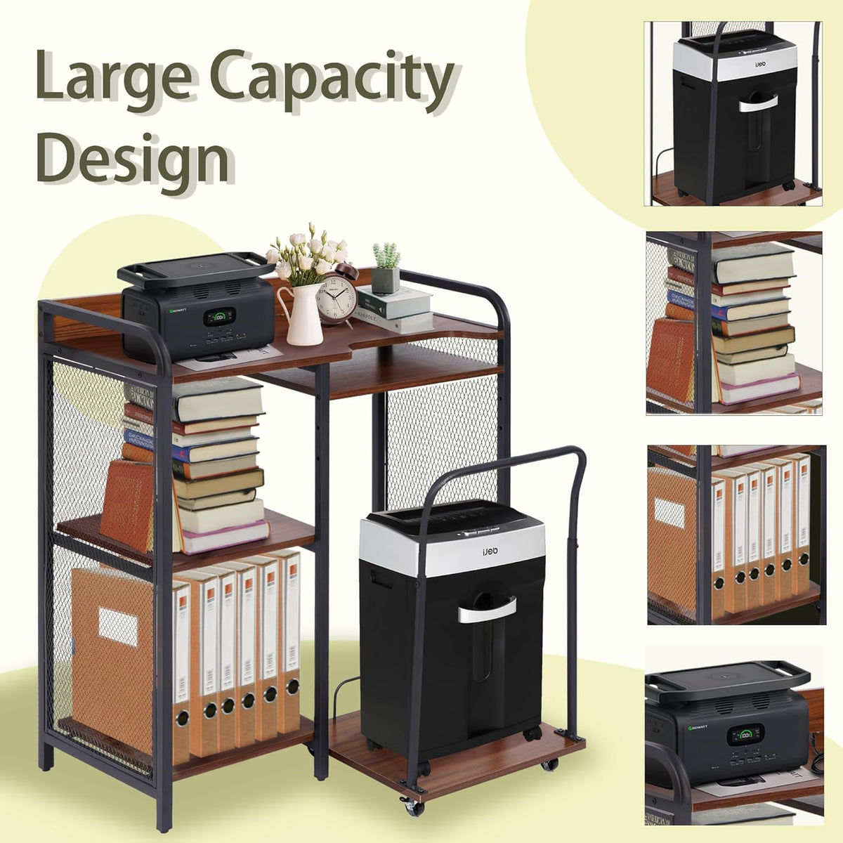 Printer Stand with Storage, 3 Tier Printer Table with Adjustable Storage Rack R1680