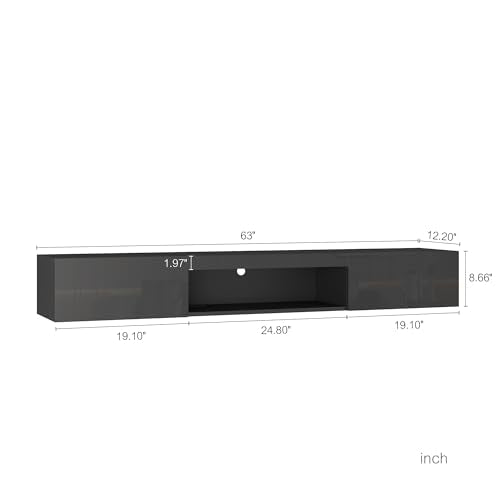 65" Floating TV Stand with LED Lights and Storage V164879