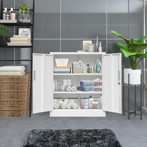 Black 36.2" H Metal Storage Cabinet with Shelves and Doors R434
