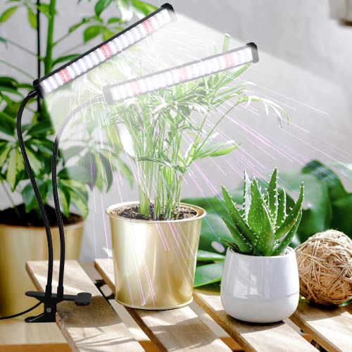 6000K Full Spectrum Clip Plant Growing Lamp with White Red LEDs, 5-Level Dimmable, Auto On Off Timing 4 8 12Hrs Z854552