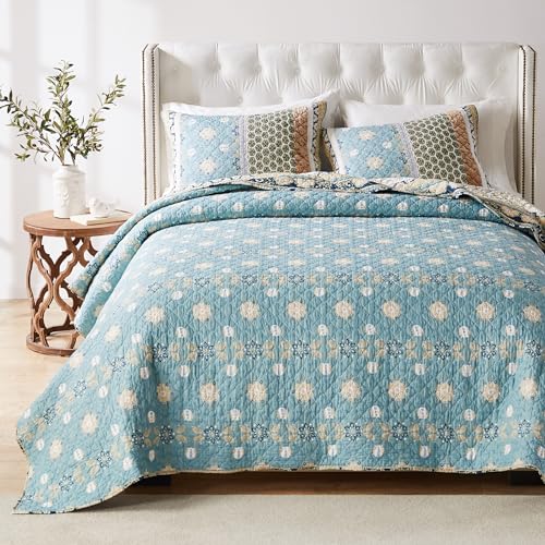 3-Piece Full/Queen Blue Quilted Bedding Set B161