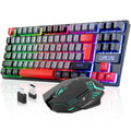 Rechargeable LED Backlit Tenkeyless Compact 87 Keys 6 Button Wireless Keyboard Mouse Combo U30243