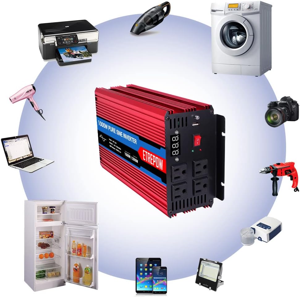 2000 Watt Pure Sine Wave Power Inverter 12V DC to 110V AC X980884