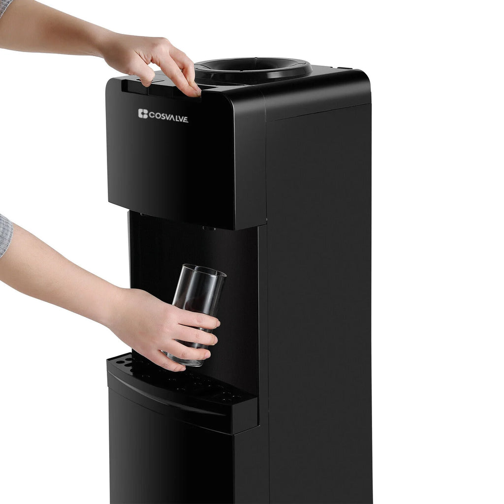 Black 5 Gallon Top Loading Water Dispenser Cooler with Child Safety Lock R690433