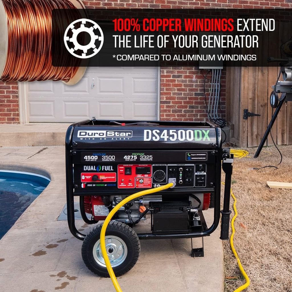 Dual Fuel Portable Generator 4850 Watt Gas or Propane Electric Start Red Black C51064