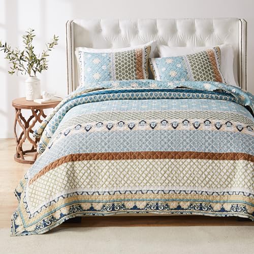 3-Piece Full/Queen Blue Quilted Bedding Set B161