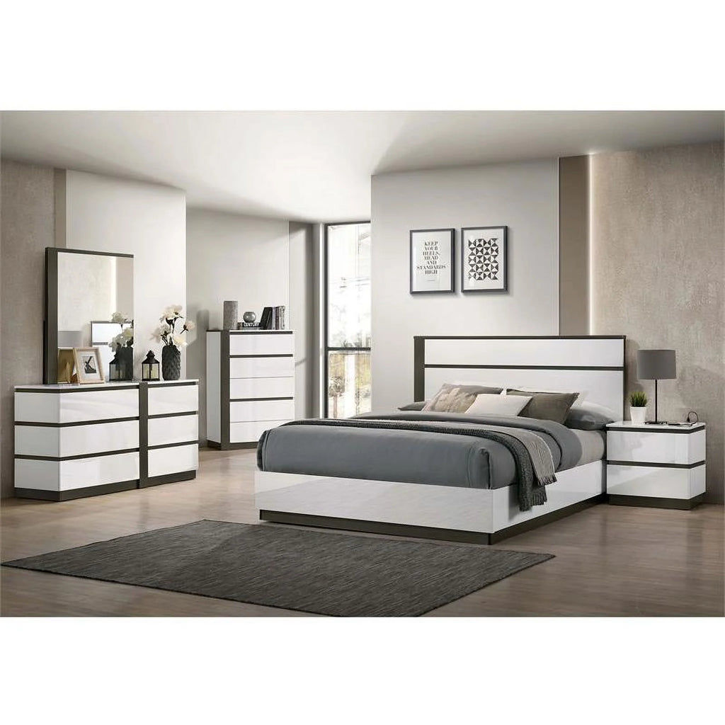White Wood Platform King Bed A624