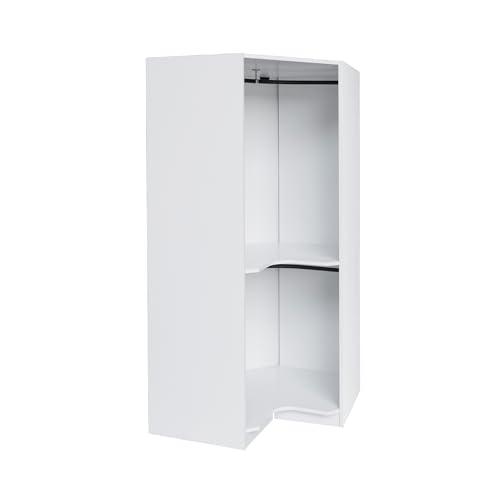 Natural Polygon Wooden Corner Wardrobe Closet with 2 Hanging Rails & Shelves X957
