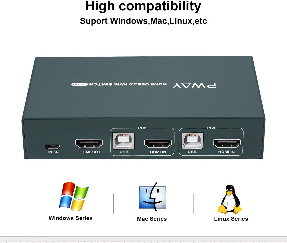 HDMI 2 Port 4K KVM Switch with USB Cables W7214