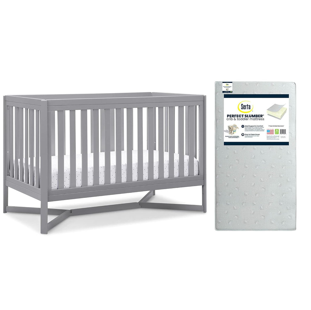 4-in-1 Convertible Crib and Dual Sided Crib & Toddler Mattress F64955