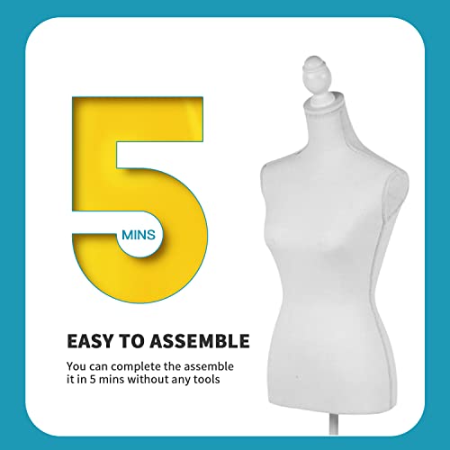 White Height Adjustable Dress Form K356