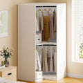 Natural Polygon Wooden Corner Wardrobe Closet with 2 Hanging Rails & Shelves X957