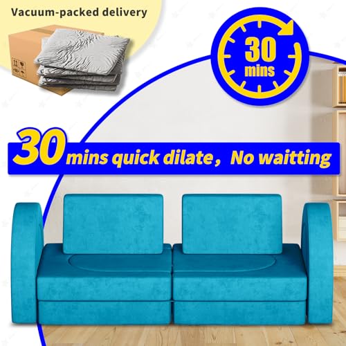 12PCS Modular Toddler Couch with Triangular Cushions and Arches (Gray) M9436