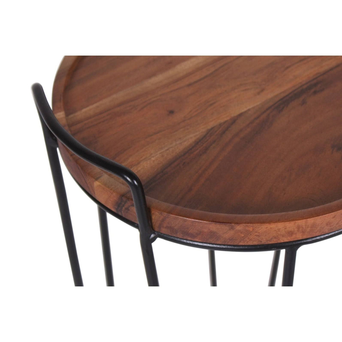 Iron & Acacia Nesting Tray Tables with Handles Set of 2 N462