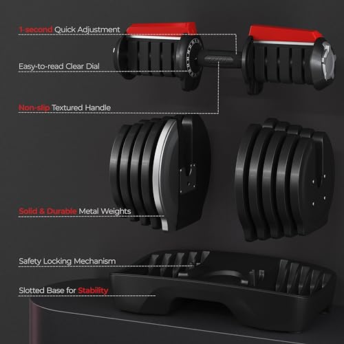 Adjustable Dumbbell Set 90LBS with Anti-Slip Handle O5696